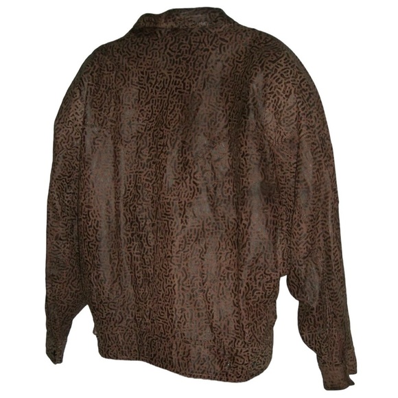 Vintage 90s G-III Leather Jacket Cropped Puffy Jacket Brown Tribal Boho Western - Picture 9 of 15